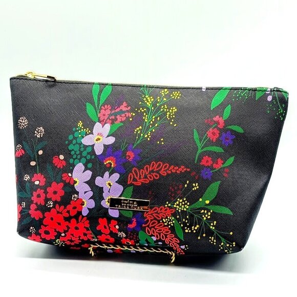 Trina Turk Black Floral Cosmetic Case - Picture 1 of 9